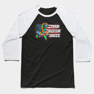 Autism Awareness T-Shirt Pround Autism Uncle Vintage USA Flag Gift Baseball T-Shirt